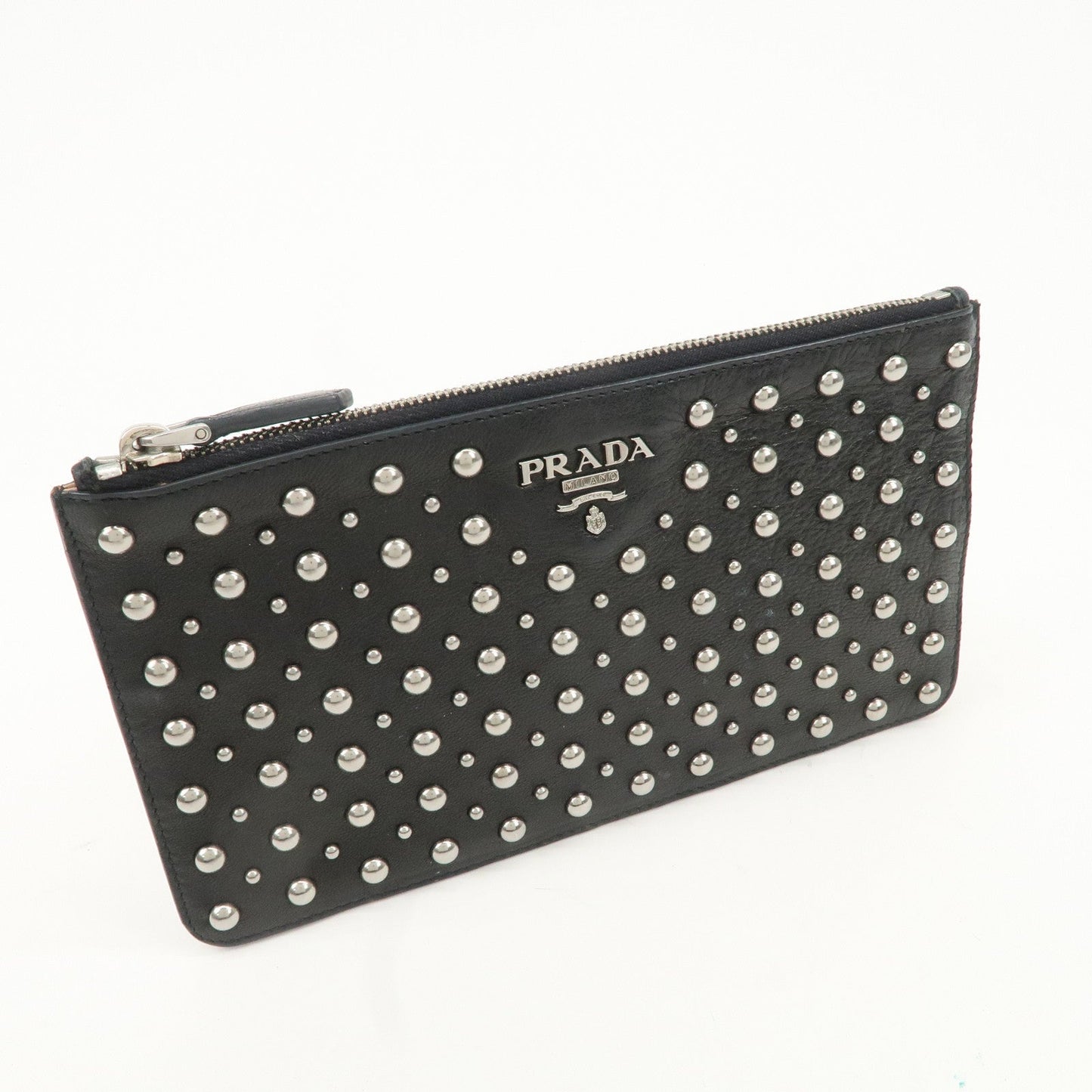 PRADA Leather Pouch Studs Black
