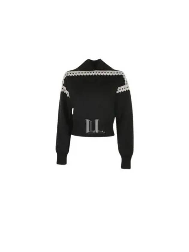 Luxury Saint Laurent Trending 2025 Contrast Trim Effect Knit Top Black