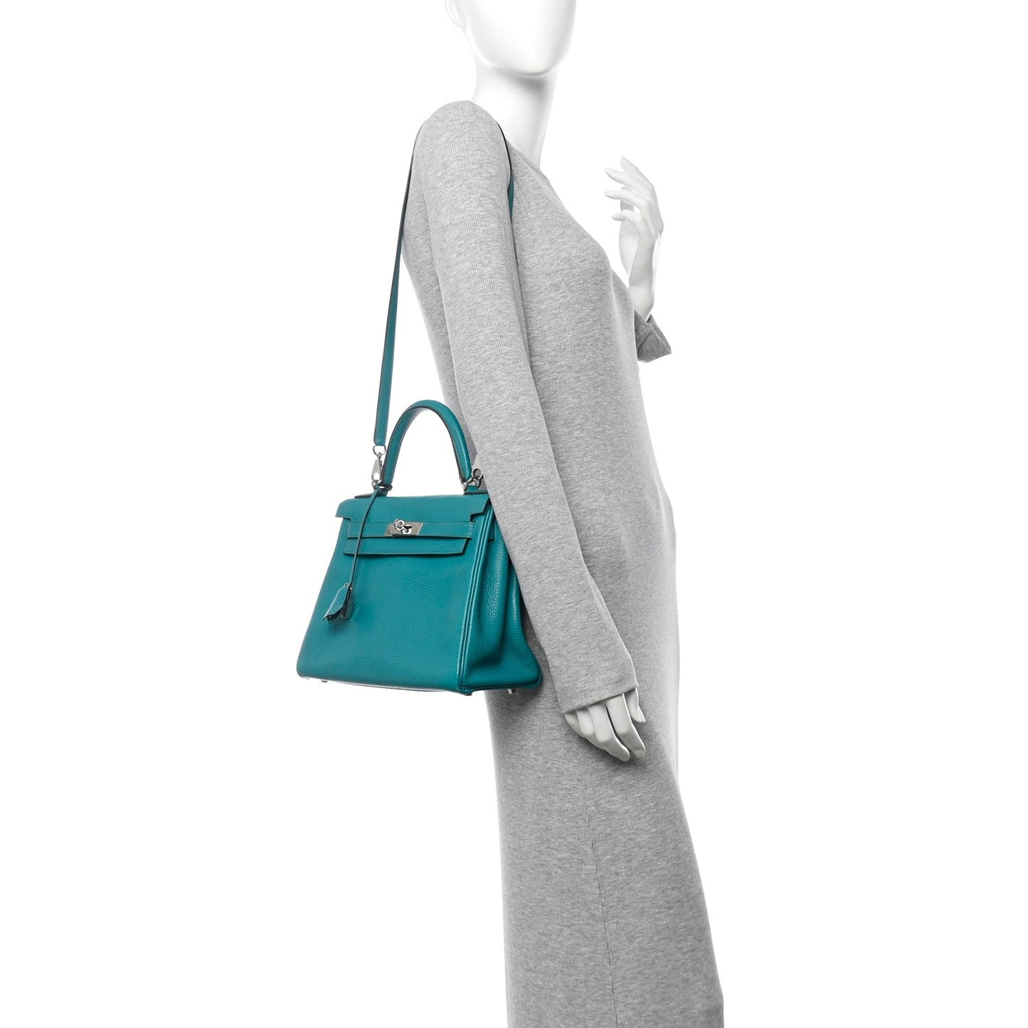 Hermes Taurillon Clemence Kelly Retourne 28 Turquoise