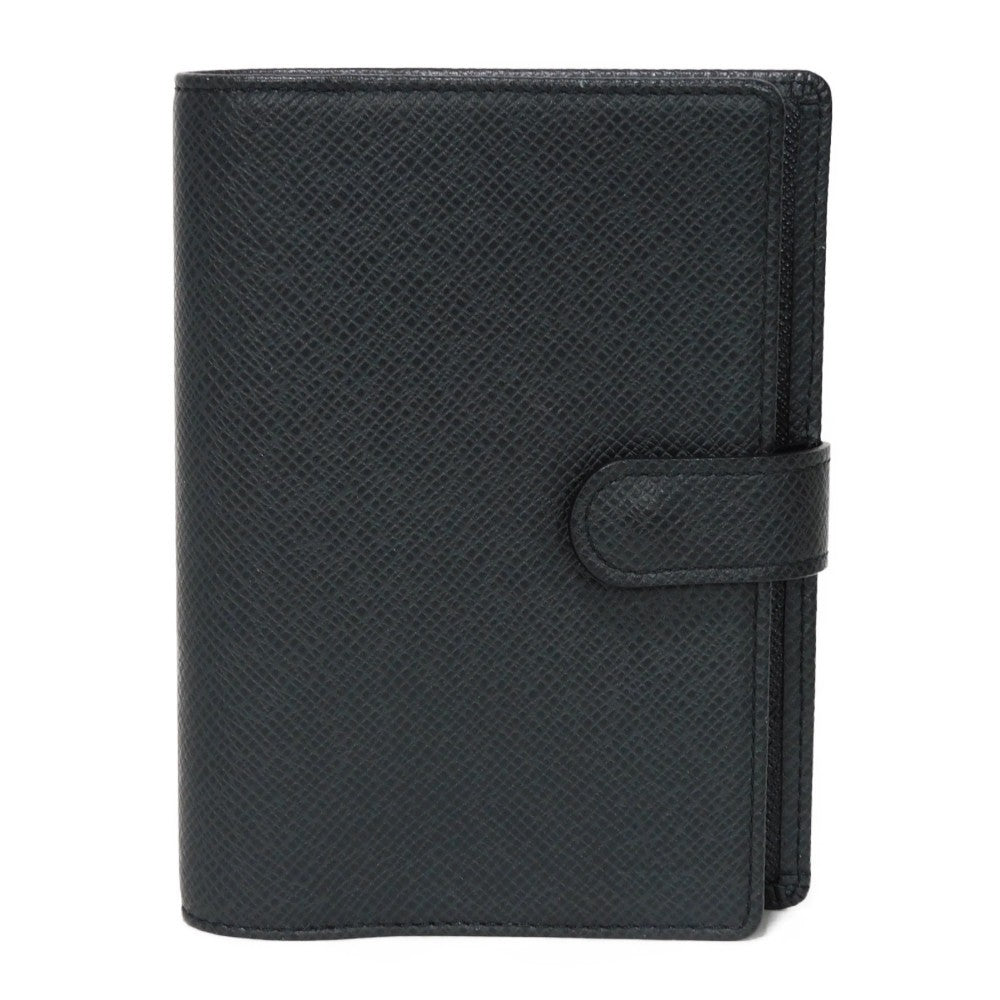 LOUIS VUITTON Notebook cover R20426 Taiga leather (embossed) black LV Logo Charcoal Grey Diary 6 Hole Vuitton Card Case Taiga Agenda PM mens