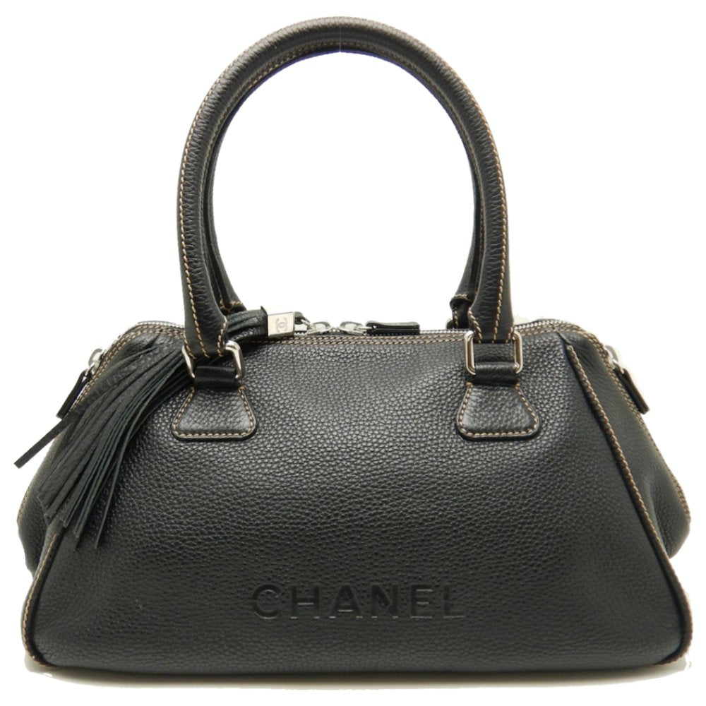 Chanel Boston Bag Fringe Caviar Skin Black
