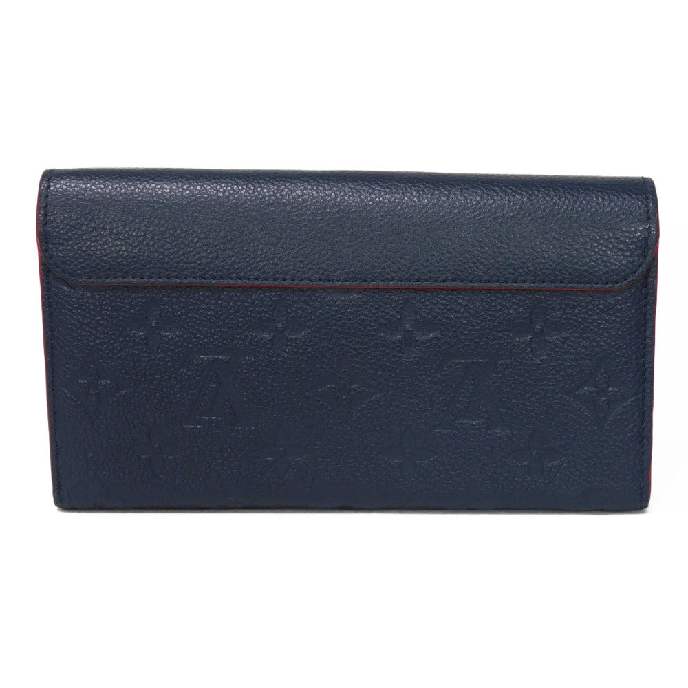 LOUIS VUITTON Long Wallet Purse M62127 Implant leather (monogram embossed) Marine Rouge LV logo flower navy red Monogram Unplant Portefeuille Ponneuf unisex(Unisex)