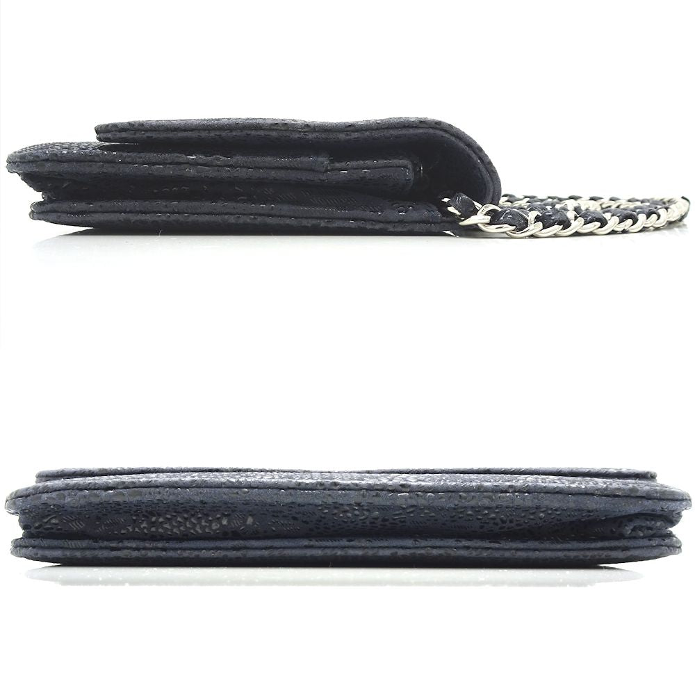 Chanel Chain Wallet Goatskin Navy Diagonal Shoulder