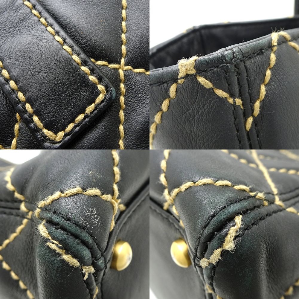 Chanel Tote Bag Wild Stitch Calf Black x Gold Metal Fittings