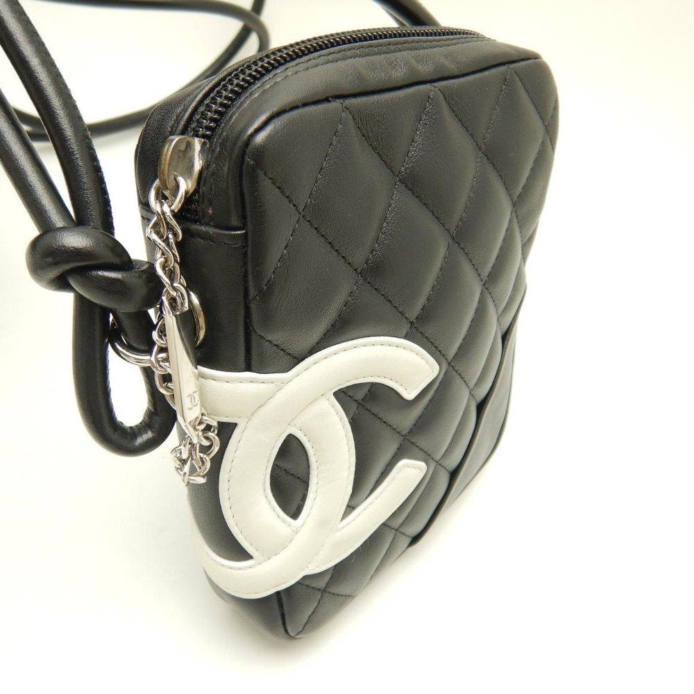 Chanel Small Shoulder Bag Cambon Line Crossbody Calf Black x White