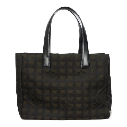 CHANEL Tote Bag A15991 Nylon jacquard x calfskin Brown CC Mark Nylon Jacquard Calfskin 10 Series COCO Mark New Travel Line Tote MM unisex(Unisex)