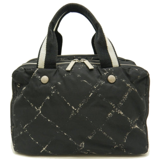 Chanel Travel Line Boston Bag Handbag Nylon Black