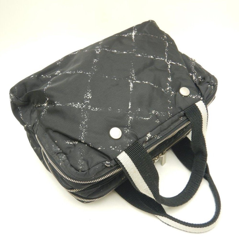 Chanel Travel Line Boston Bag Handbag Nylon Black