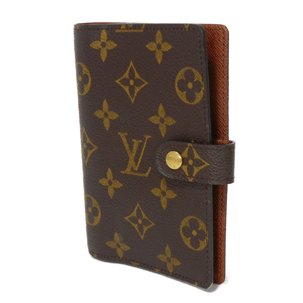 LOUIS VUITTON Notebook cover R20005 Monogram canvas x grain leather (embossed) Marron LV Logo Flower Brown Diary 6 Hole Card Case Monogram Agenda PM mens(Unisex)