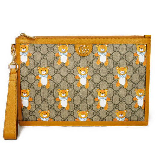 GUCCI Clutch bag 660162 2YLAG 8695 GG Supreme canvas (polyurethane finish) x calf leather beige KAI GG Marmont strap business bag, unused GG Supreme Kai Teddy Bear Pouch unisex(Unisex)