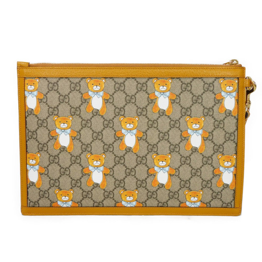 GUCCI Clutch bag 660162 2YLAG 8695 GG Supreme canvas (polyurethane finish) x calf leather beige KAI GG Marmont strap business bag, unused GG Supreme Kai Teddy Bear Pouch unisex(Unisex)