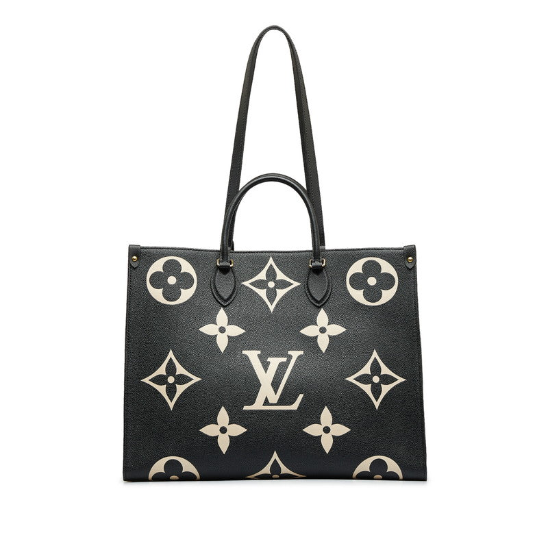 Louis Vuitton Monogram Implant Onzagor GM Handbag Shoulder Bag 2WAY M45945 Black Ivory Leather Louis Vuitton