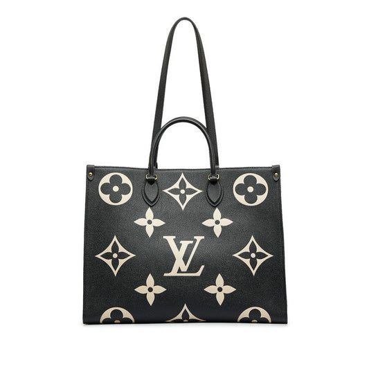 Louis Vuitton Monogram Implant Onzagor GM Handbag Shoulder Bag 2WAY M45945 Black Ivory Leather Louis Vuitton