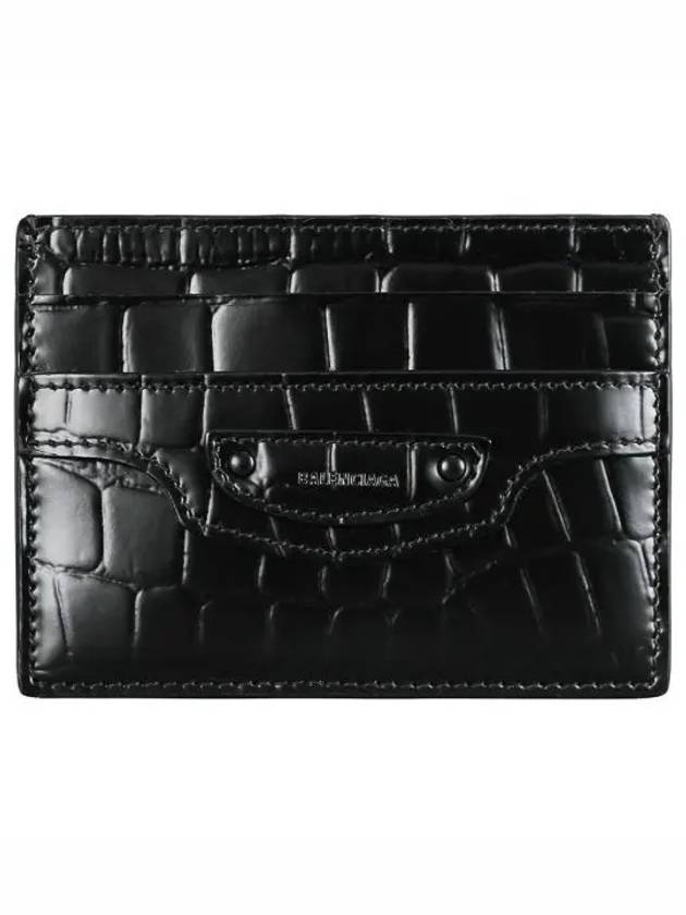 Luxury Balenciaga Trending 2026 Neo Classic Crocodile Effect Card Wallet Black