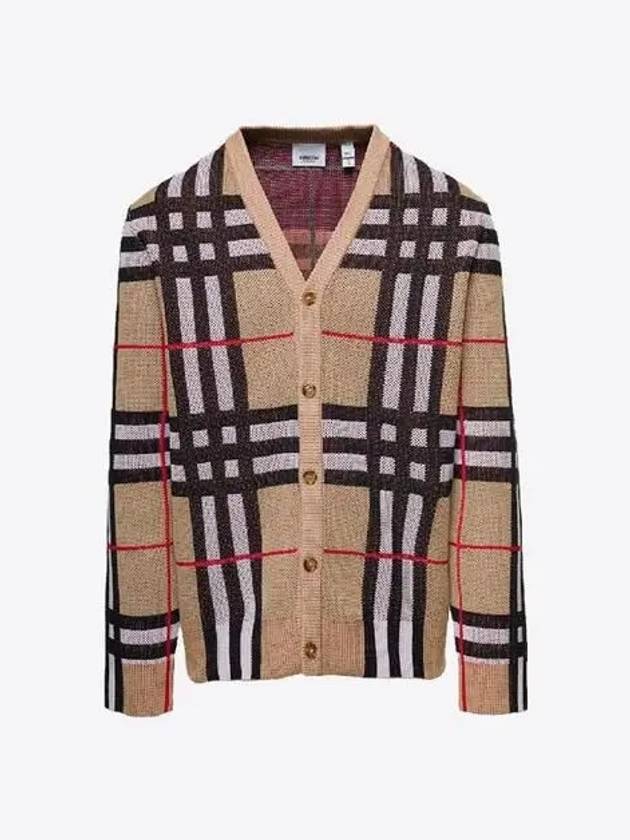 Luxury Burberry Check Technical Cotton Blend Cardigan Archive Beige