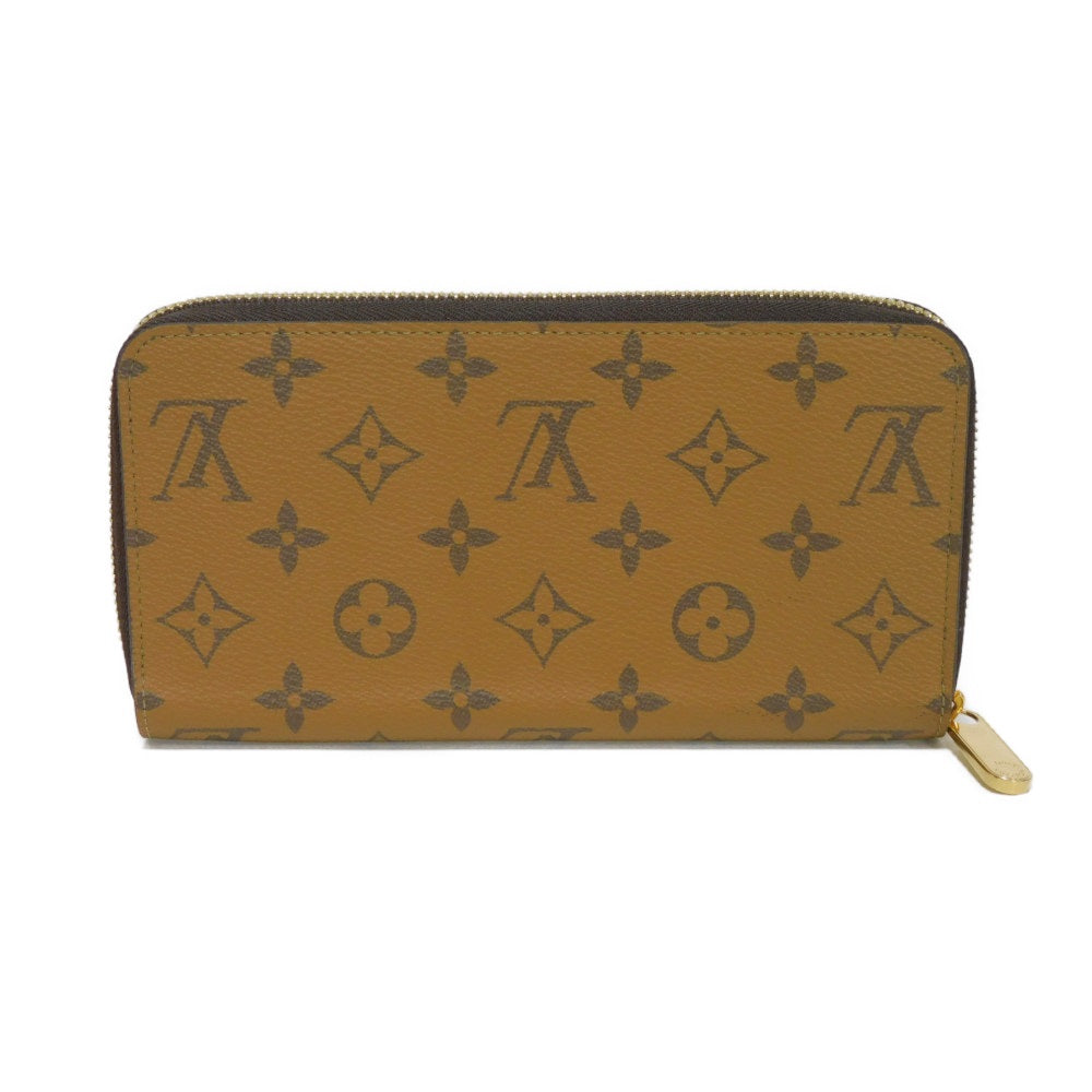 LOUIS VUITTON Long Wallet Purse M82444 Monogram Reverse Canvas x Grained Leather Brown Current LV logo New model Black Zip Around RFID Monogram reverse Zippy wallet unisex(Unisex)