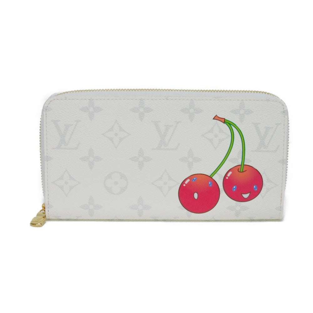 LOUIS VUITTON Long Wallet Purse M14240 Monogram canvas x grain leather white Takashi Murakami LV logo flower cherry RFID unused Monogram Cherry LVxTM Zippy Wallet unisex(Unisex)