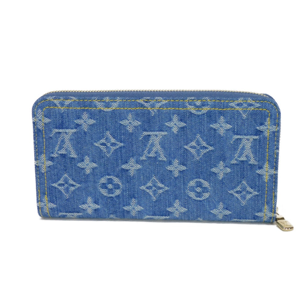 LOUIS VUITTON Long Wallet Purse M23161 Monogram denim canvas and grained leather blue Takashi Murakami LV logo flower cherry RFID unused Monogram Denim Cherry LVxTM Zippy Wallet unisex(Unisex)