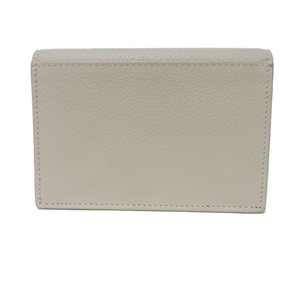 SAINT LAURENT PARIS Card Case 468994 Grain powder textured leather (embossed) Ivory Grain Powder Textured Leather Bifold Wallet logo Business card holder unisex(Unisex)