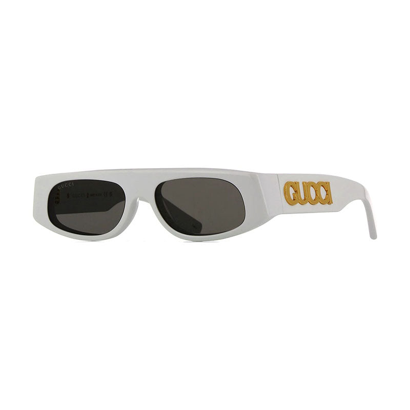 Gucci Sunglasses Geometric Full Rim, White Frame and Grey Lens GG1771S002