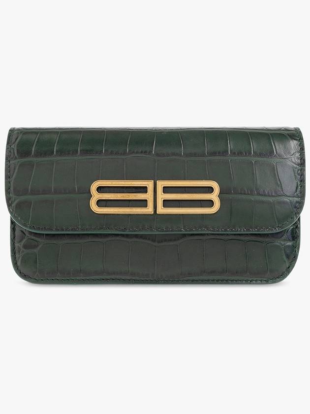Luxury Balenciaga Trending 2026 Gossip BB Logo Crocodile Chain Shoulder Bag Green