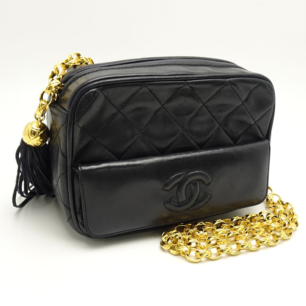 Chanel Chain Shoulder Bag Crossbody Lambskin Black