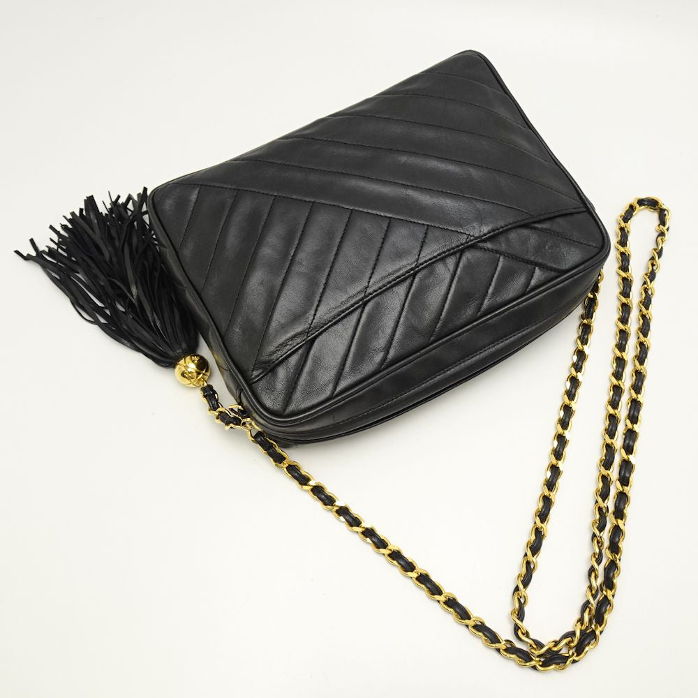 Chanel Chain Shoulder Bag Crossbody Lambskin Black