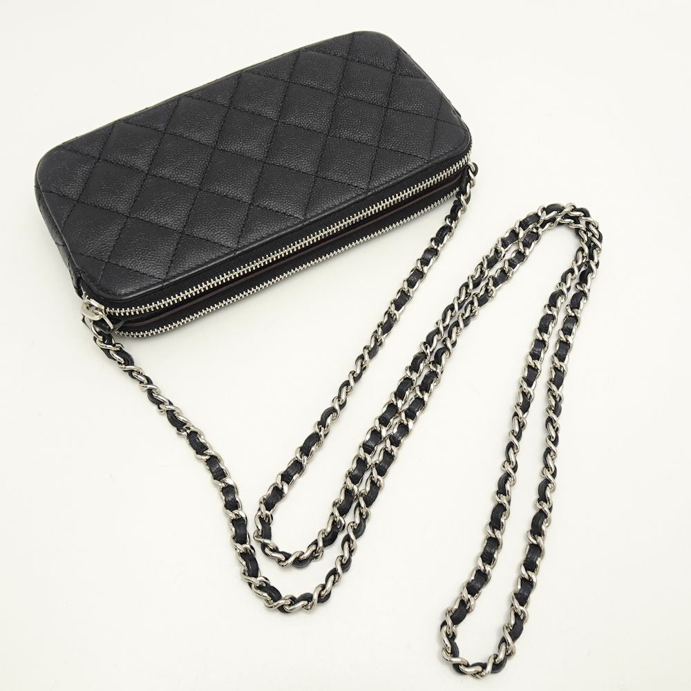 Chanel Matelasse Chain Wallet Diagonal Soft Caviar Skin Black