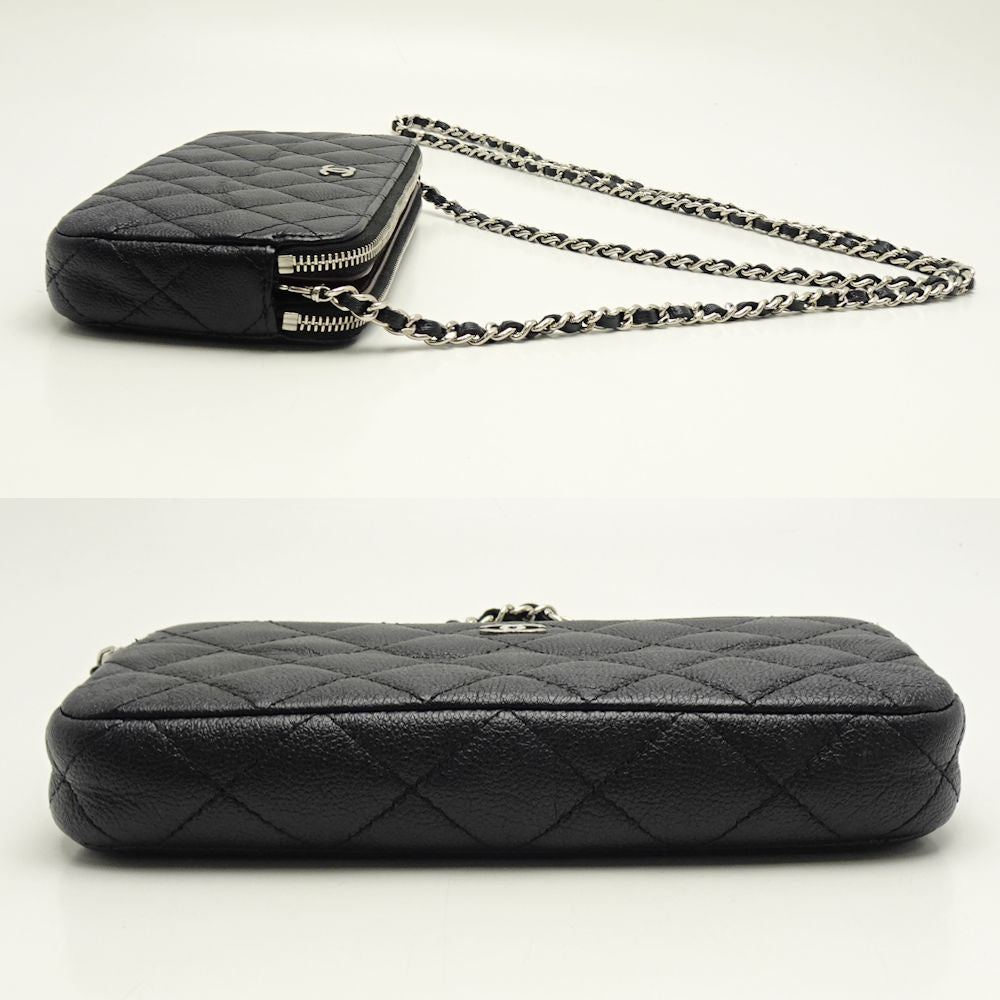 Chanel Matelasse Chain Wallet Diagonal Soft Caviar Skin Black