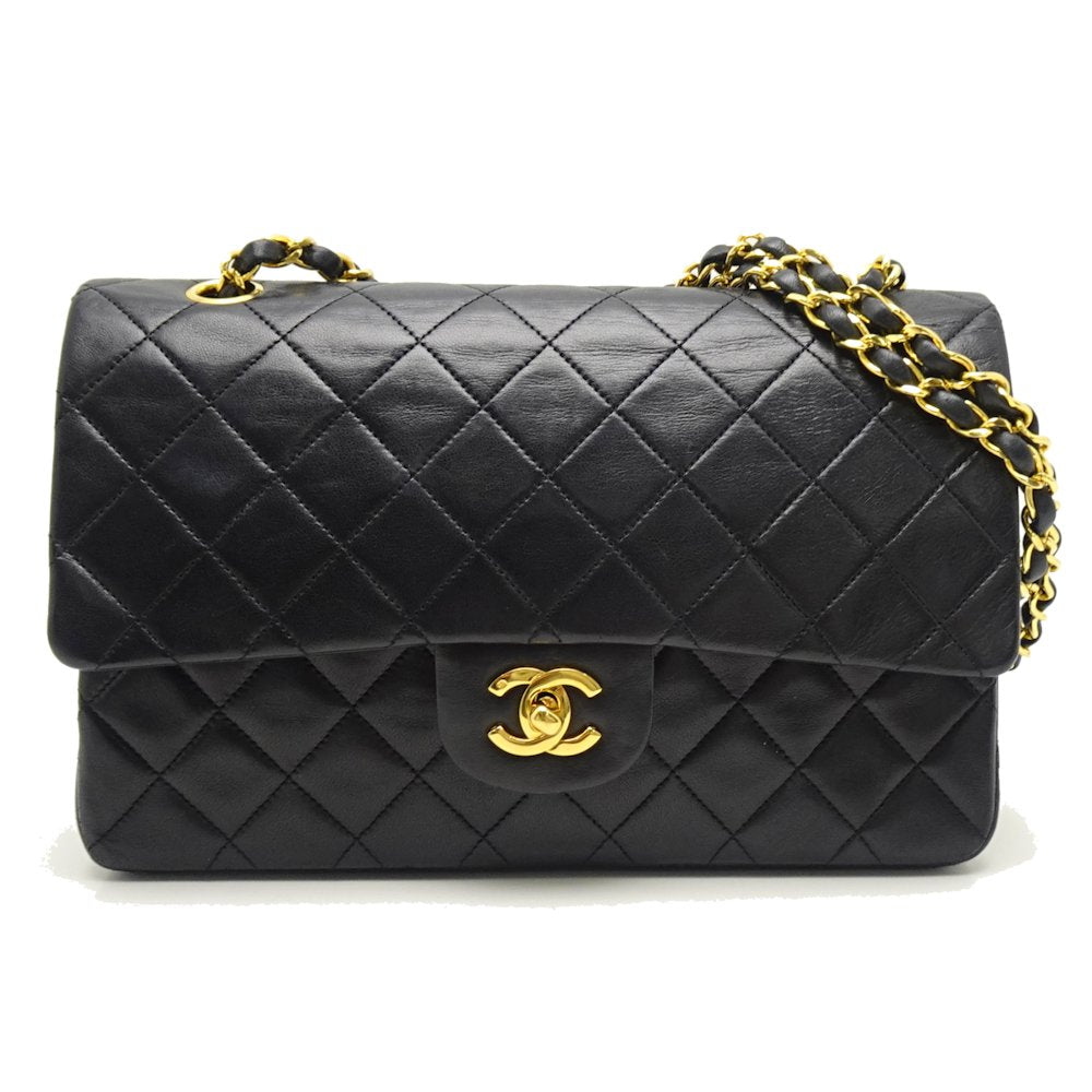 Chanel Chain Shoulder Bag Lambskin Flap Black