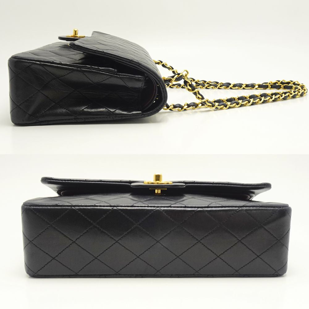 Chanel Chain Shoulder Bag Lambskin Flap Black