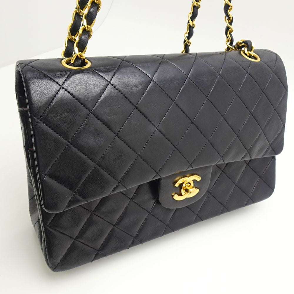 Chanel Chain Shoulder Bag Lambskin Flap Black