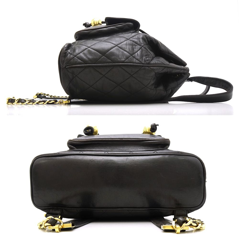 Chanel Chain Rucksack Matelasse Lambskin Black
