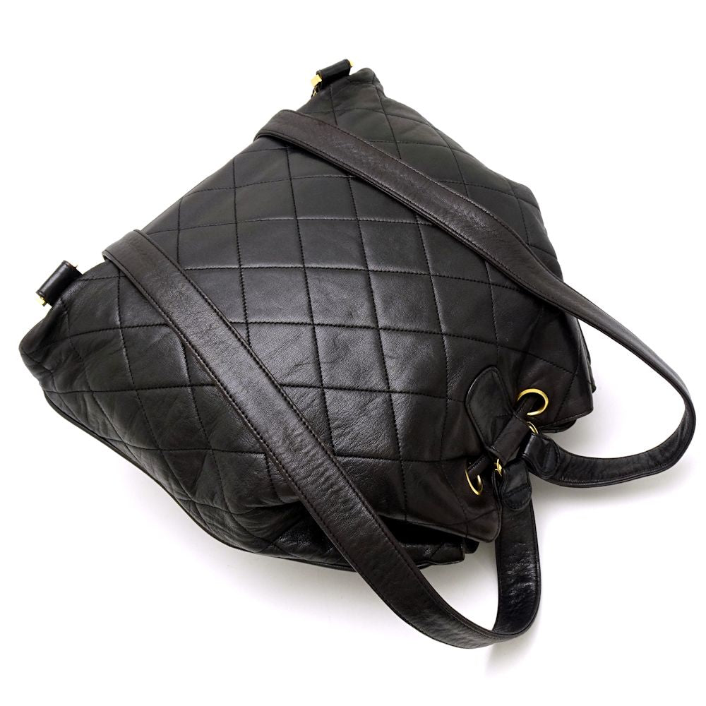Chanel Chain Rucksack Matelasse Lambskin Black