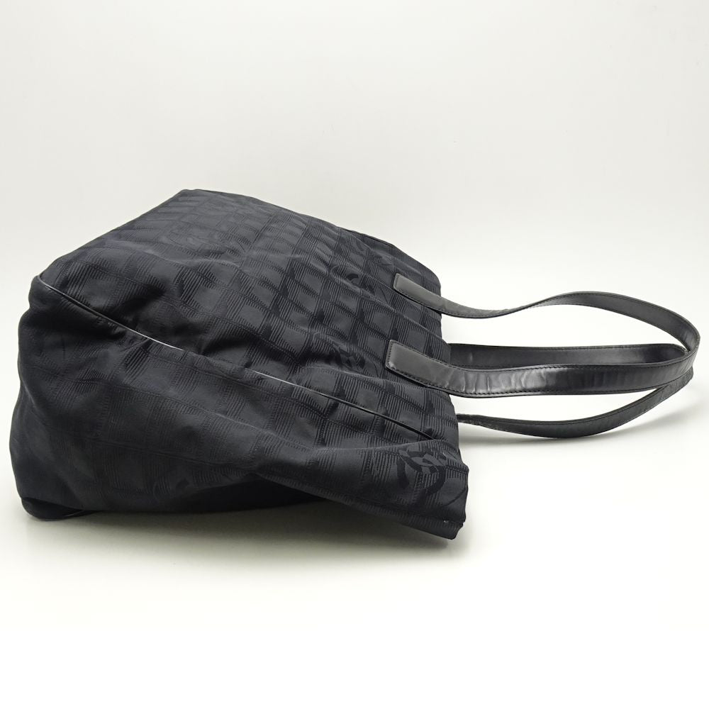 Chanel New Travel Line Tote Bag MM Black Nylon x Leather