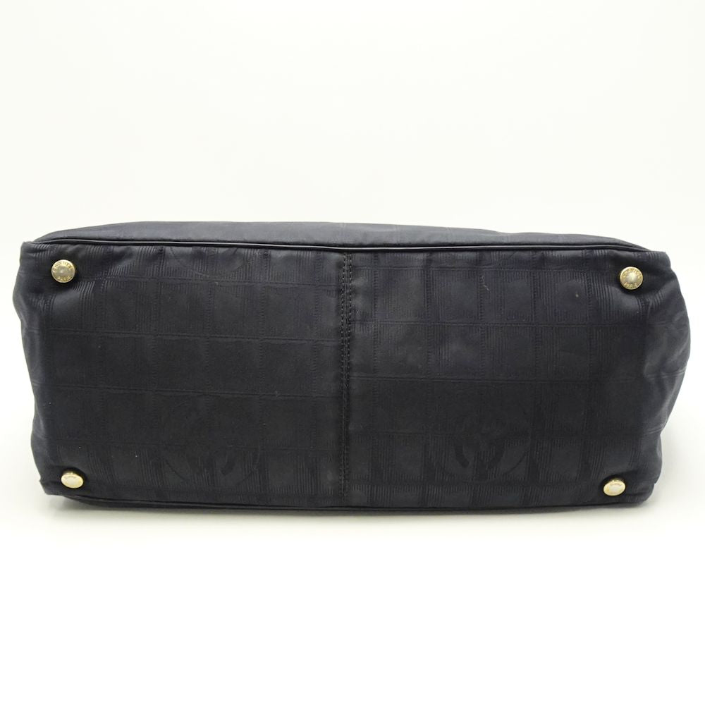 Chanel New Travel Line Tote Bag MM Black Nylon x Leather