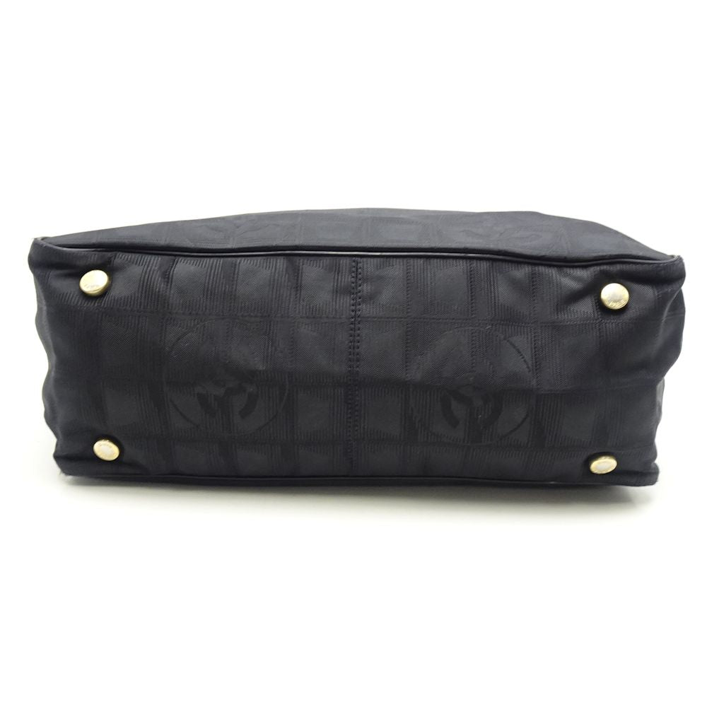Chanel New Travel Line Tote Bag PM Black Nylon x Leather