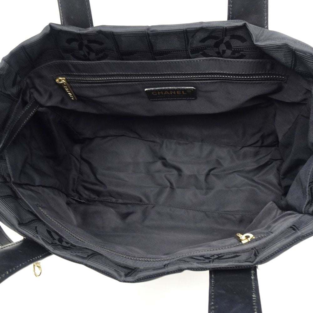 Chanel New Travel Line Tote Bag PM Black Nylon x Leather