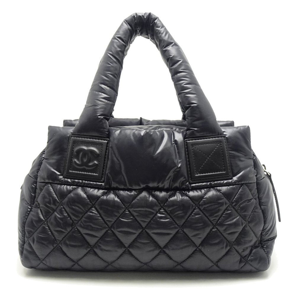 Chanel Coco Coon Tote Bag Nylon Black Silver Metal Fittings
