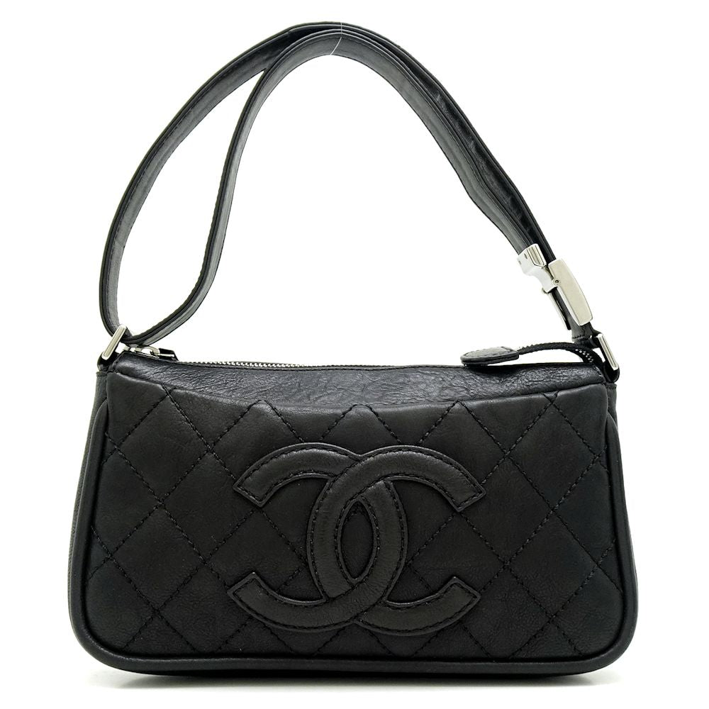 Chanel One Shoulder Bag Matelasse Leather Black