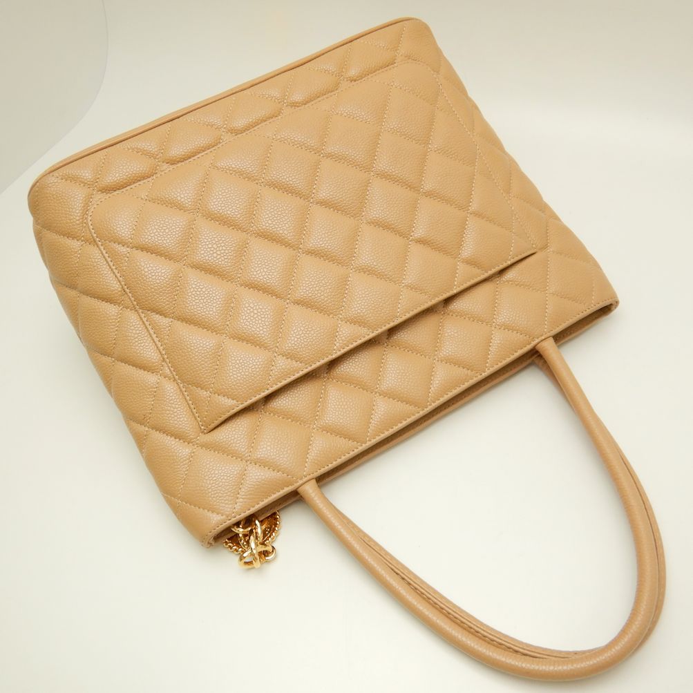 Chanel Reissue Tote Bag Caviar Skin Beige Gold Metal Fittings