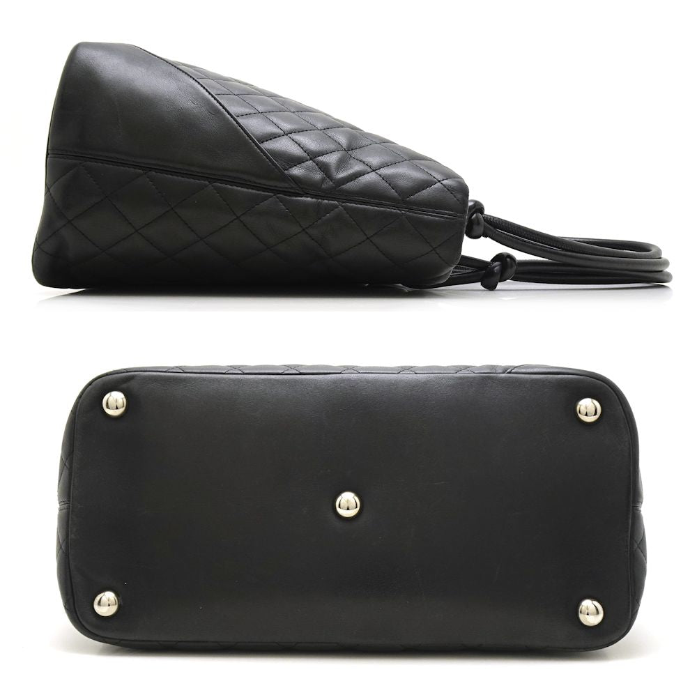Chanel Cambon Line Tote Bag Large Matelasse Calf Black x White