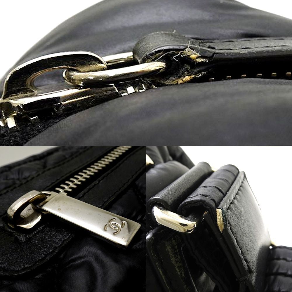 Chanel Coco Coon Shoulder Bag Small Crossbody Black Nylon x Leather