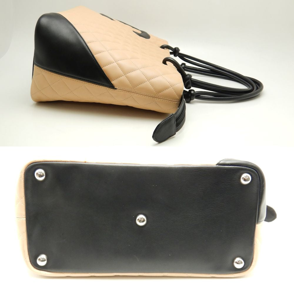 Chanel Cambon Line Large Tote Calf Beige Black