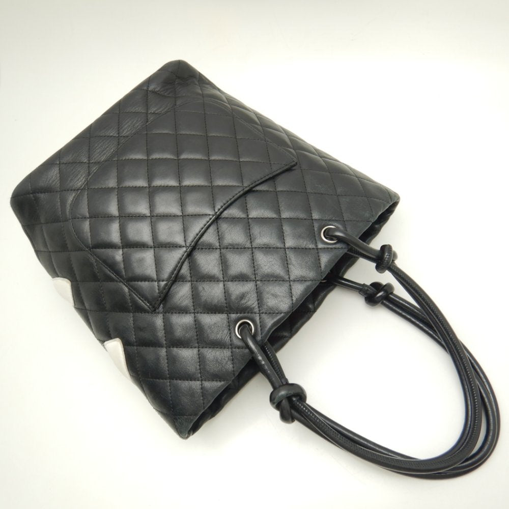 Chanel Cambon Line Medium Tote Bag Calf Black x White