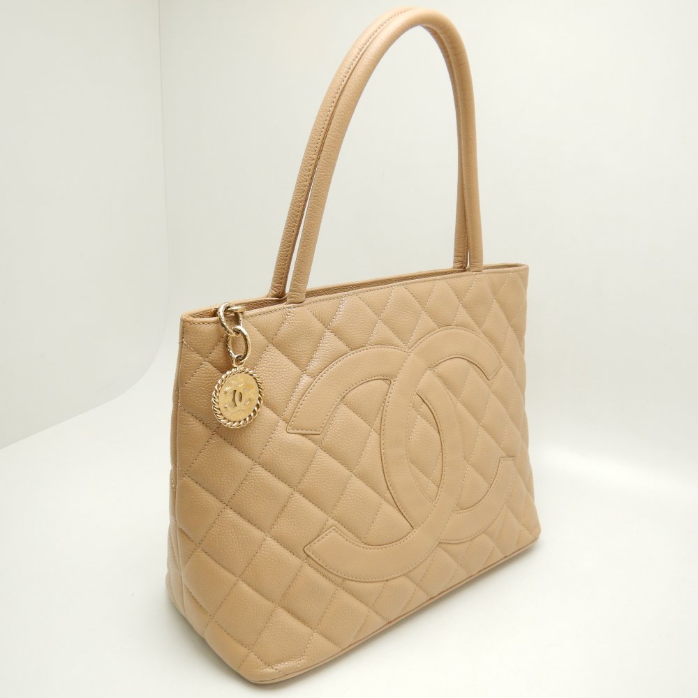 Chanel Reprint Tote Bag Caviar Skin Beige Matelasse