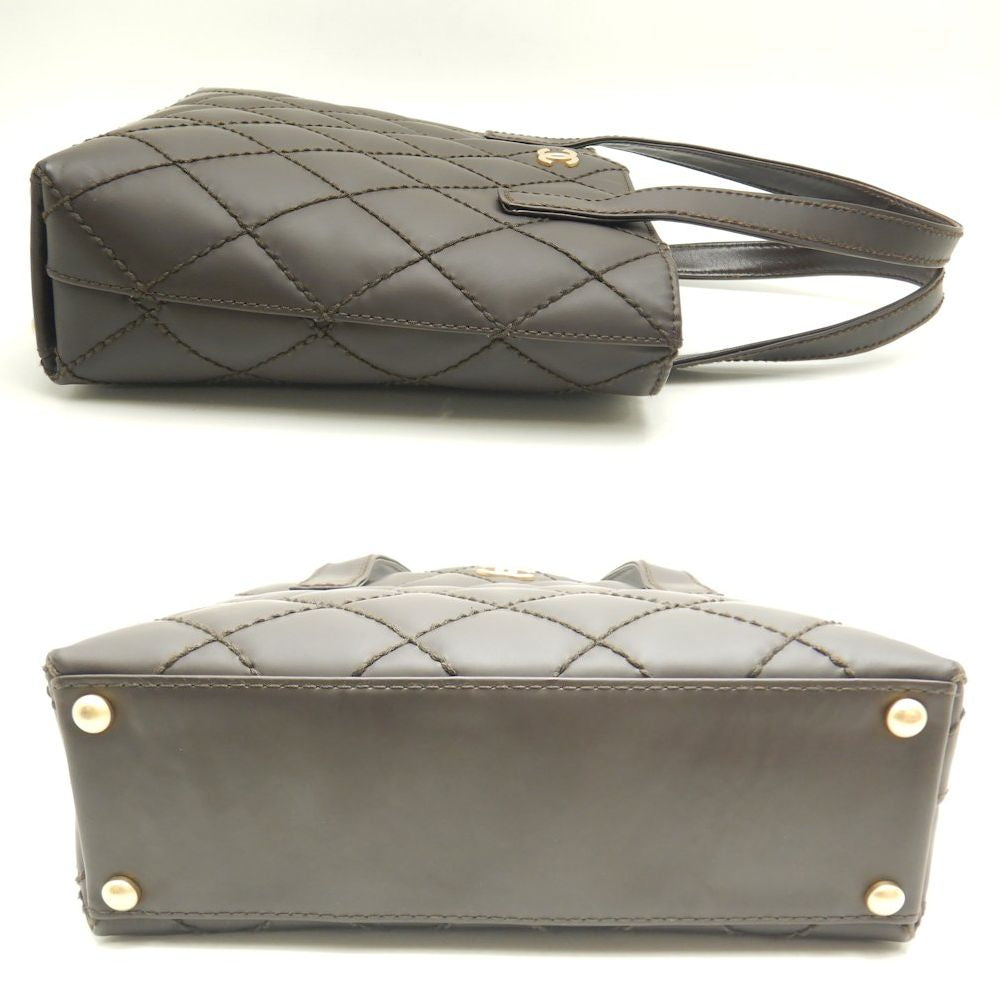Chanel Wild Stitch Tote Bag Leather Matte Brown