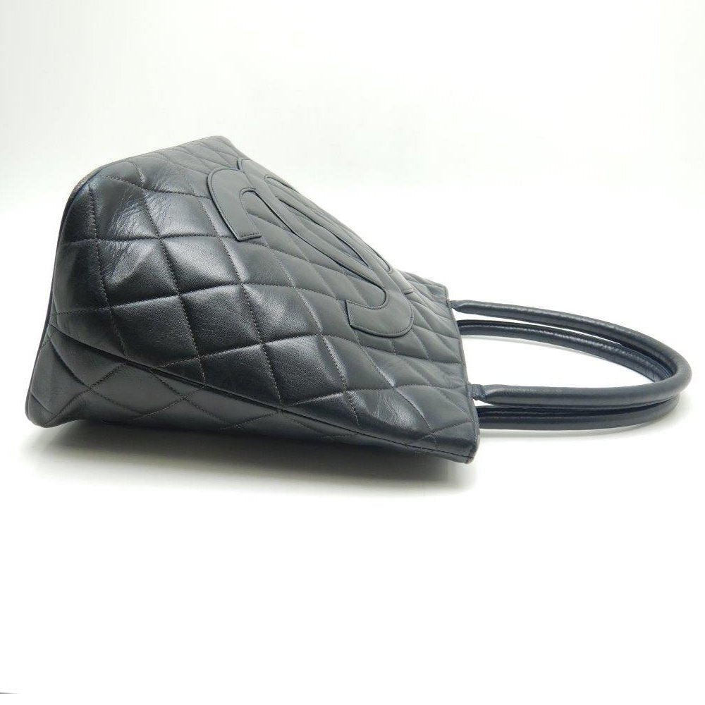 Chanel Reprint Tote Bag Lambskin Black Matelasse