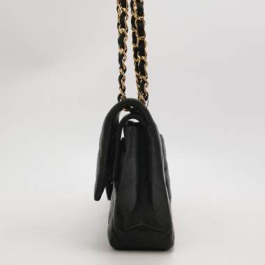 Chanel Timeless Classic Flap Medium Black Lambskin Leather Gold Hardware 2019