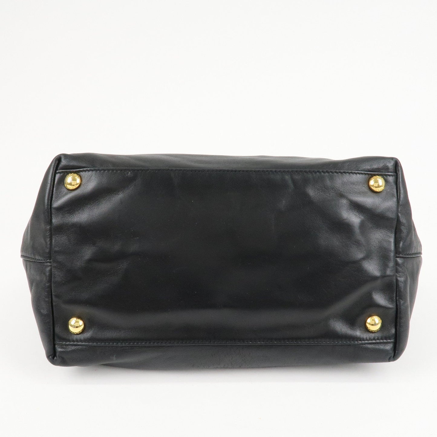 PRADA Nappa Leather Ribbon Tote Bag Hand Bag NERO Black BN1601